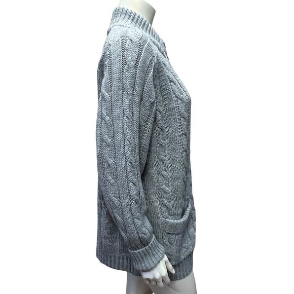 Vintage 80s Sears Men's Gray Cable Knit Cardigan Sweater Chunky Size 44 - Picture 5 of 15